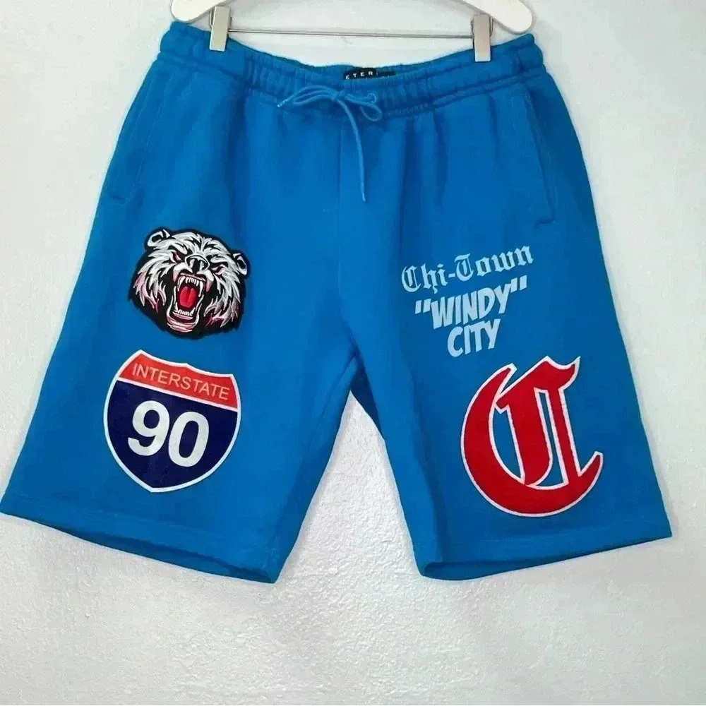 Eternity BC/AD Mens‎ Sz 2XL Blue Shorts CHI-TOWN Windy City Chicago Sweatshorts
